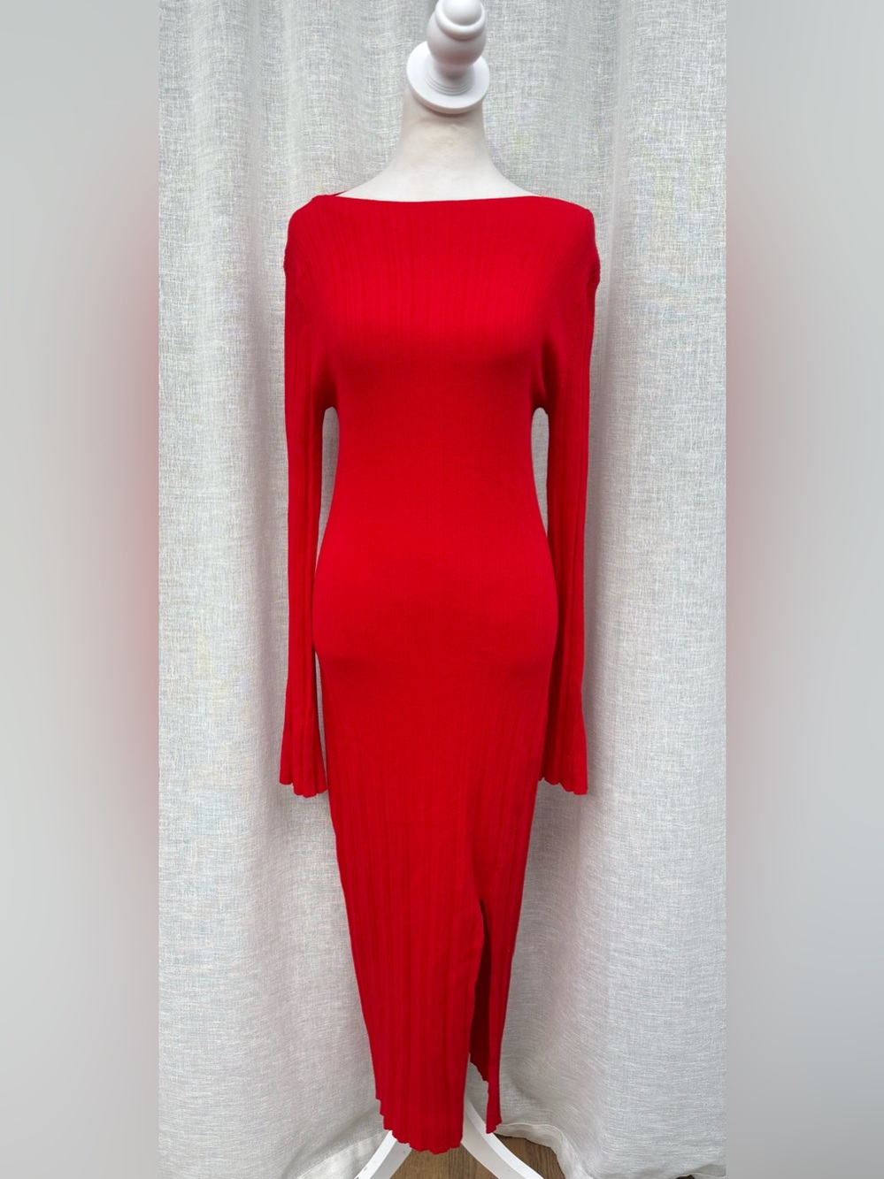 Stockholm Atelier & Other Stories bright red knitted long bodycon dress